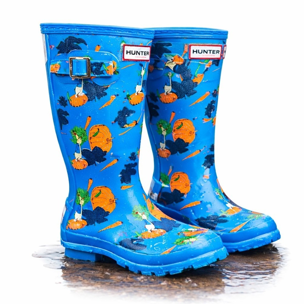 Hunter Kids Peter Rabbit Rain Boots Blue Waterproof Size 2 Toddler EU 33